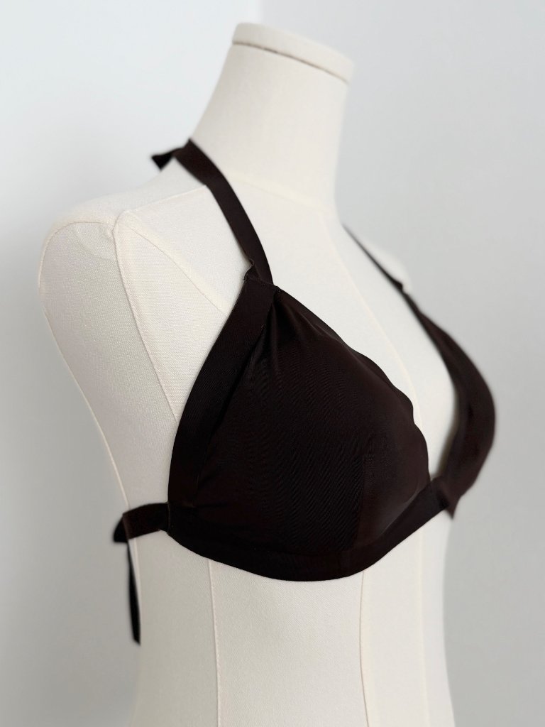 Onewith Swim Wainscott Brown Swimsuit Triangle Halter Bikini Top Nwt (Medium) — image 3 of 8